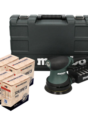 Metabo FSX 200 Intec Ponceuse excentrique 240 W 125 mm + 4x Toolbrothers SPIDER Filet de ponçage Set + Coffret