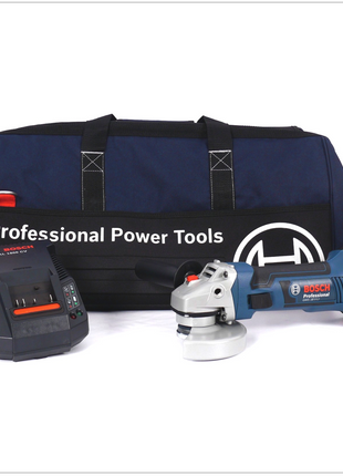 Bosch GWS 18 V-Li Professional 115 mm Winkelschleifer Set mit GBA 4,0 Ah Li-Ion Akku, Bosch AL 1860 CV Ladegerät, Bosch Werkzeugtasche - Toolbrothers