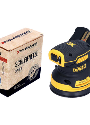 Toolbrothers SPIDER Netzschleifmittel Set + DCW 210 N Akku Exzenterschleifer 18 V 125 mm Brushless - ohne Akku, ohne Ladegerät - Toolbrothers