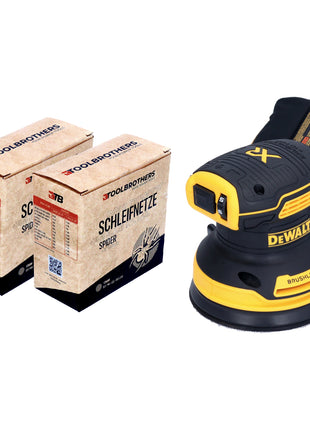 DeWalt DCW 210 N Akku Exzenterschleifer 18 V 125 mm Brushless Solo + 2x Toolbrothers SPIDER Netzschleifmittel Set - Toolbrothers