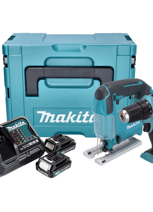 Makita CLX 237 SAJ kit spécial batterie perceuse à percussion DF 333 D + scie sauteuse sans fil JV 101 D + 2x batterie 2,0 Ah + chargeur + Makpac