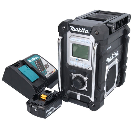 Makita DMR 108 RT1 Radio à batterie 10,8 V - 18 V Bluetooth IP64 + 1x batterie 5,0 Ah + chargeur