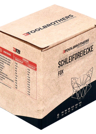 Toolbrothers FOX Schleifset Delta Schleifdreiecke 2 Packungen 93 x 93 x 93 mm Klett 6 Loch je 20x P40 / P60 / P80 / P120 / P180 / 240 für Hartholz, Weichholz, Lack, Stein, Stahl, Aluminium, Furnier - Toolbrothers