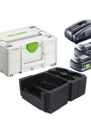 Festool Energie Set 2x BP 18 Li 4,0Ah HPC-ASI Akkupack 18V 4,0Ah HighPower ( 2x 205034 ) + SCA 16 Schnellladegerät 10,8 V - 18 V ( 576953 ) + Systainer - Toolbrothers