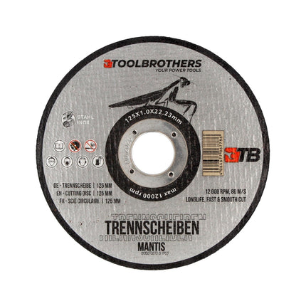 Makita DGA 506 Z Meuleuse d'angle sans fil 18 V 125 mm Brushless Solo + Toolbrothers MANTIS Set de disques à tronçonner - sans batterie, sans chargeur