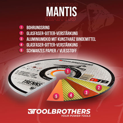 Makita DGA 506 Z Meuleuse d'angle sans fil 18 V 125 mm Brushless Solo + Toolbrothers MANTIS Set de disques à tronçonner - sans batterie, sans chargeur