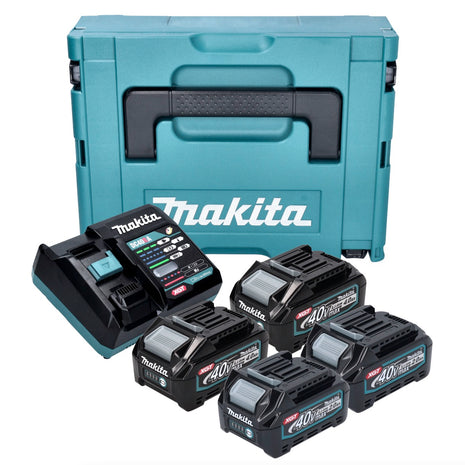 Kit source d'alimentation Makita 2x batterie BL 4020 40 V max. 2,0 Ah XGT + 2x batterie BL 4040 40 V max. 4,0 Ah XGT + chargeur DC 40 RA + Makpac.