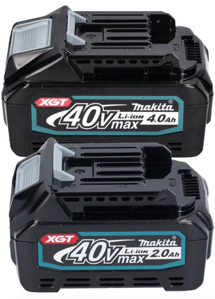 Kit source d'alimentation Makita 2x batterie BL 4020 40 V max. 2,0 Ah XGT + 2x batterie BL 4040 40 V max. 4,0 Ah XGT + chargeur DC 40 RA + Makpac.