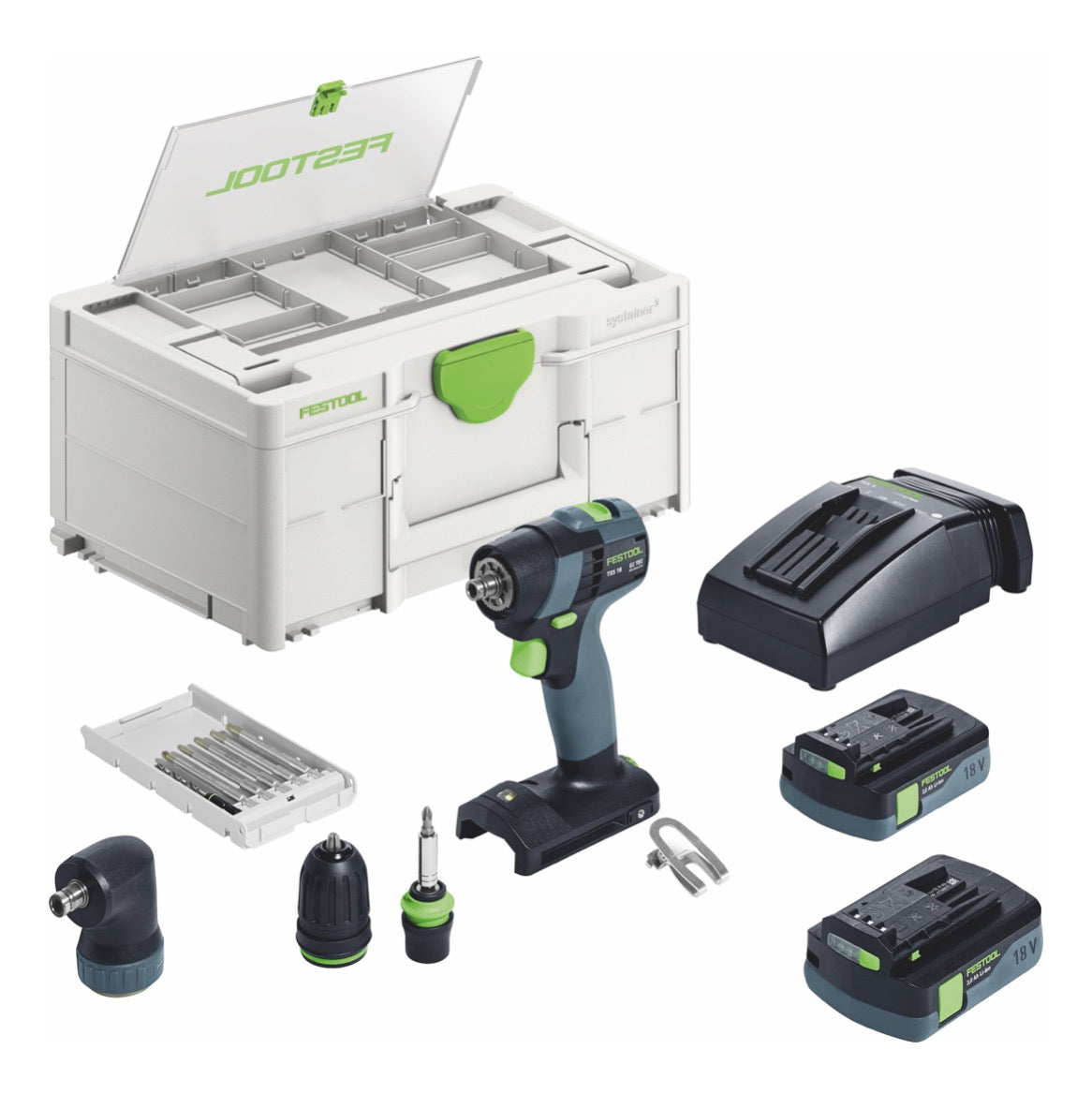 Festool TXS 18 C 3,0-Set Perceuse-visseuse sans fil 40Nm Brushless 18V + 2x Batteries 3,0Ah + Chargeur + Systainer (576896)