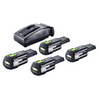 Festool Energie Set 4x BP 18 Li 3,0 Ergo I Akku 18 V 3,0 Ah / 3000 mAh Li-Ion ( 4x 577704 ) + TCL 6 Ladegerät ( 201135 ) - Toolbrothers