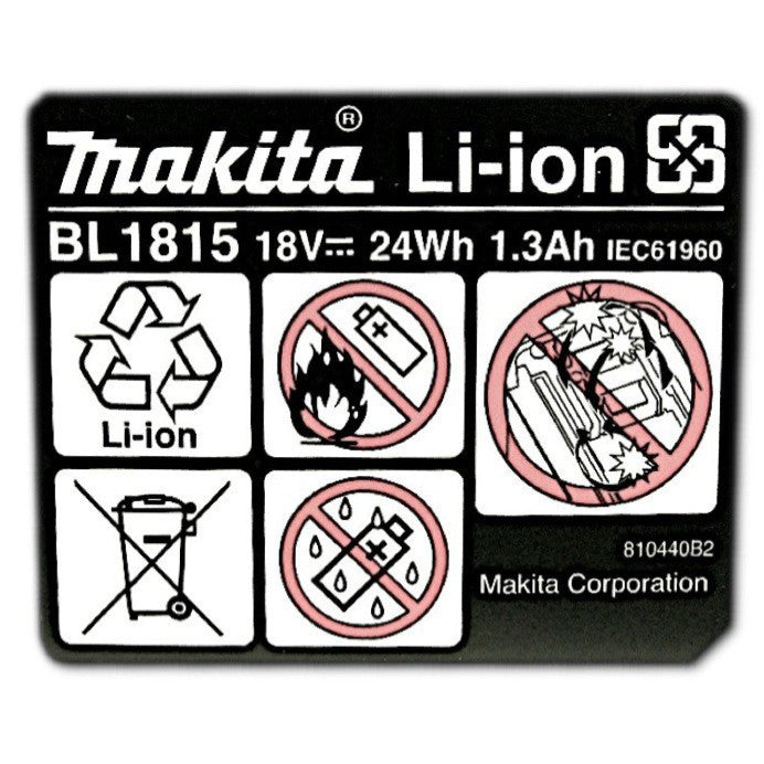 Makita BL1815 Batterie 1,3Ah / 1300mAh - 18V Li-Ion (195445-6)
