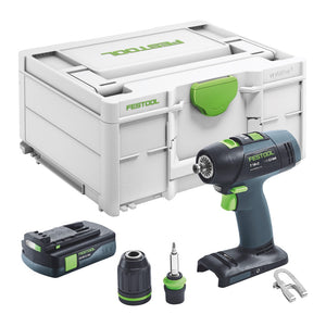 Festool T 18+3 Basic Perceuse-visseuse sans fil 18 V 50 Nm Brushless + 1x batterie 3,0 Ah + Systainer - sans chargeur