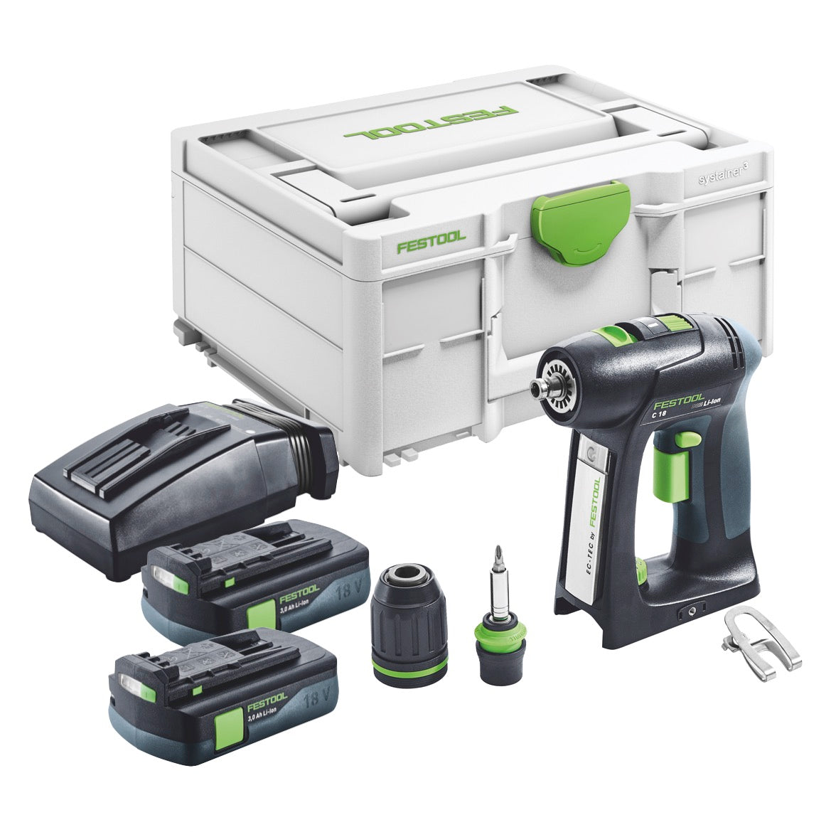 Festool C 18-Basic Perceuse-visseuse sans fil 18 V 45 Nm Brushless + 2x batterie 3,0 Ah + chargeur + Systainer