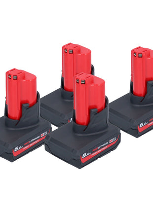 Milwaukee Akku Set 4x M12 HB5 High Output 12 V 5,0 Ah / 5000 mAh Li-Ion Akku ( 4x 4932480165 ) - Toolbrothers