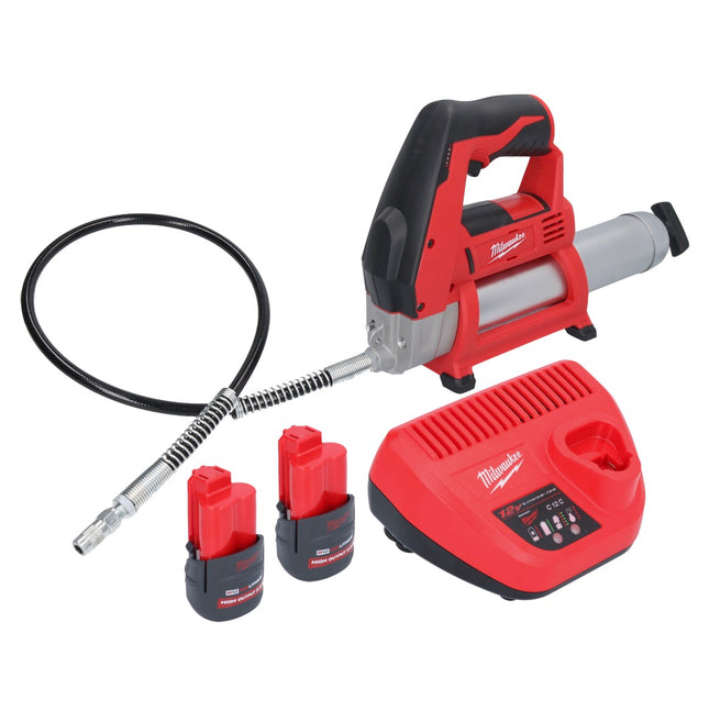 Milwaukee M12 GG-252 Pompe à graisse sans fil 12 V 562 bar + 2x batterie 2,5 Ah + chargeur