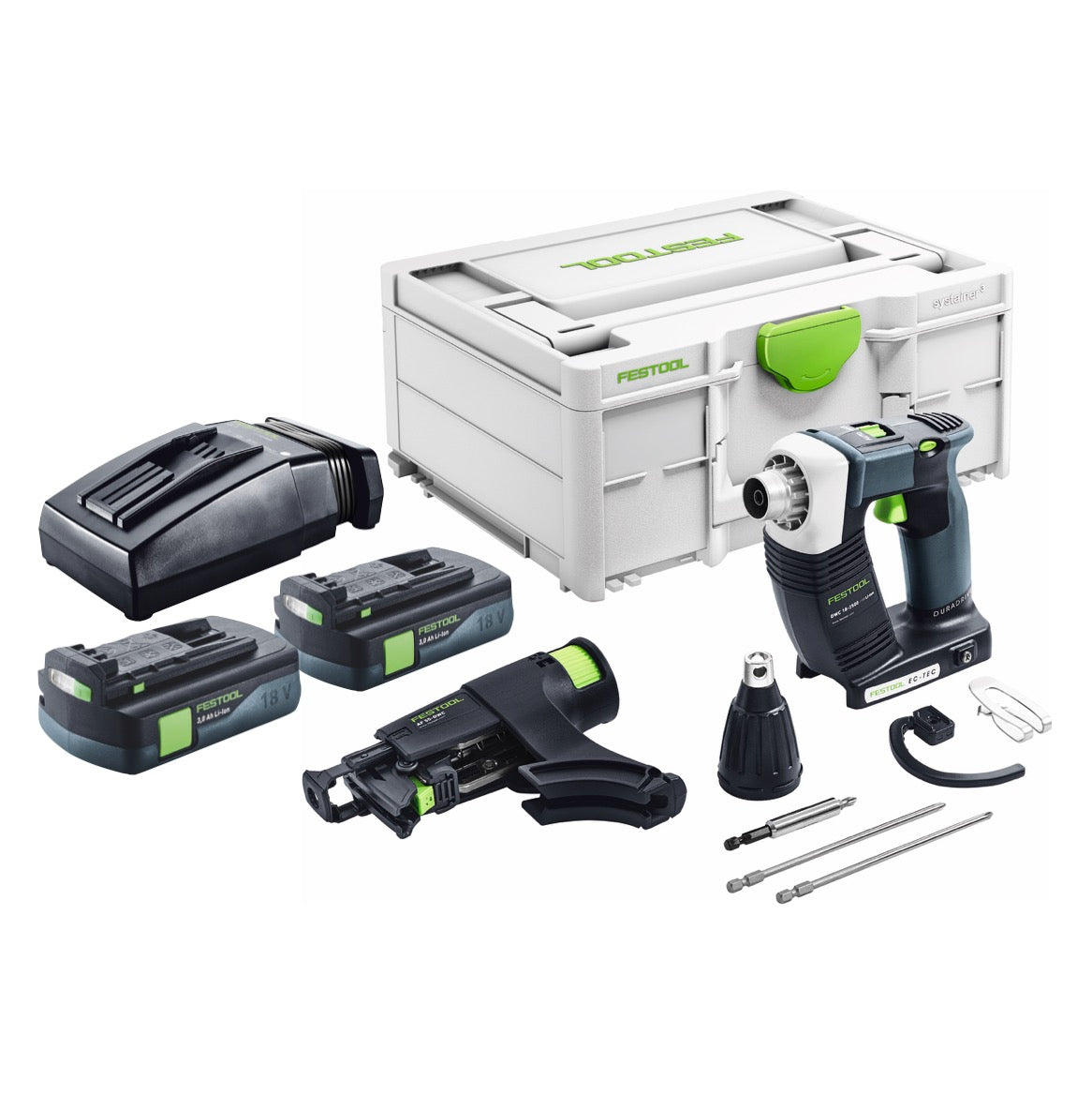 Festool DURADRIVE DWC 18-2500 Basic Visseuse de chantier sans fil 18 V 18 Nm Brushless + 2x batterie 3,0 Ah + chargeur + Systainer
