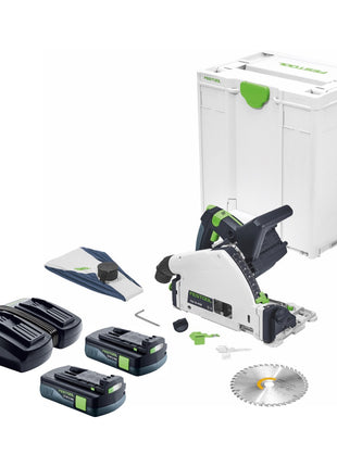 Festool TSC 55 KEB-Basic Akku Tauchsäge 18 V / 36 V ( 2x 18 V ) 160 mm Brushless + 2x Akku 3,0 Ah + Doppelladegerät + Systainer - Toolbrothers