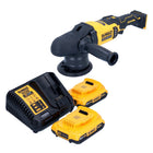 Polisseuse excentrique à batterie DeWalt DCM 848 D2 18 V 125 mm sans balais + 2x batteries 2,0 Ah + chargeur