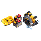 DeWalt DCS 575 T2 Scie circulaire manuelle sans fil 54 V FlexVolt 190 mm Brushless + 2x batterie 6,0 Ah + chargeur