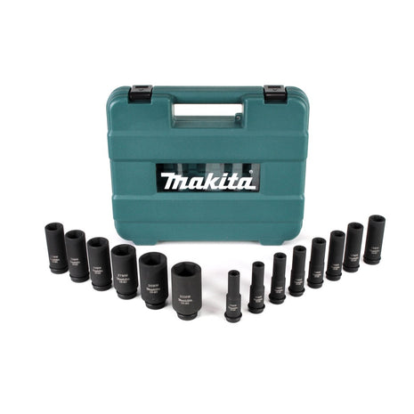 Makita Jeu de douilles 10 - 32 mm 1/2'' 14 pcs. + coffret ( E-16586 ) pour clé à chocs - successeur de B-52308