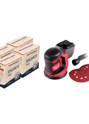 4x Toolbrothers SPIDER Schleifnetz-Set 125mm + Milwaukee M18 BOS125-0 Akku Exzenterschleifer 18V 125mm Solo - ohne Akku, ohne Ladegerät - Toolbrothers