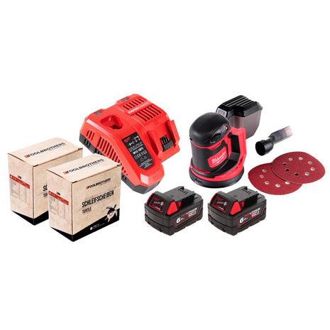 Milwaukee M18 BOS125-602 FC Ponceuse excentrique sans fil 125 mm 18 V + 2x Batteries 6,0 Ah + Chargeur