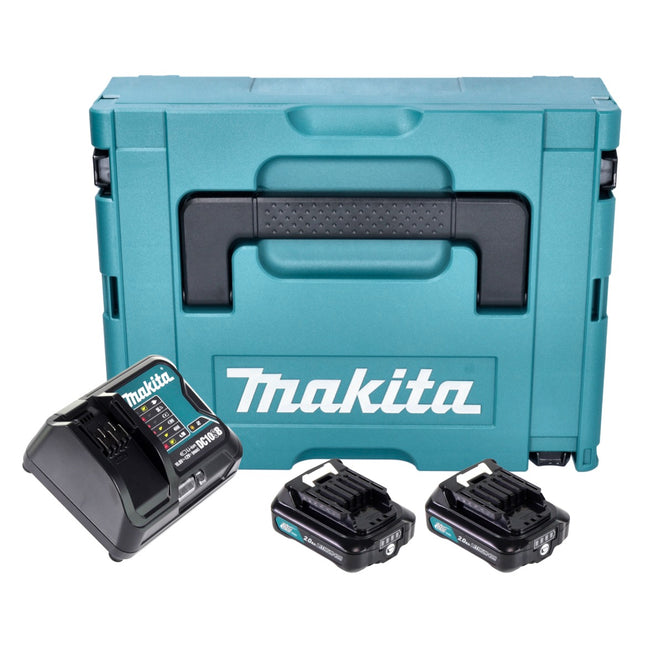 Makita Power Source Kit ( 197658-5 ) 2x BL 1021 B batterie 12 V max. 2,0 Ah CXT + DC 10 SB chargeur + Makpac