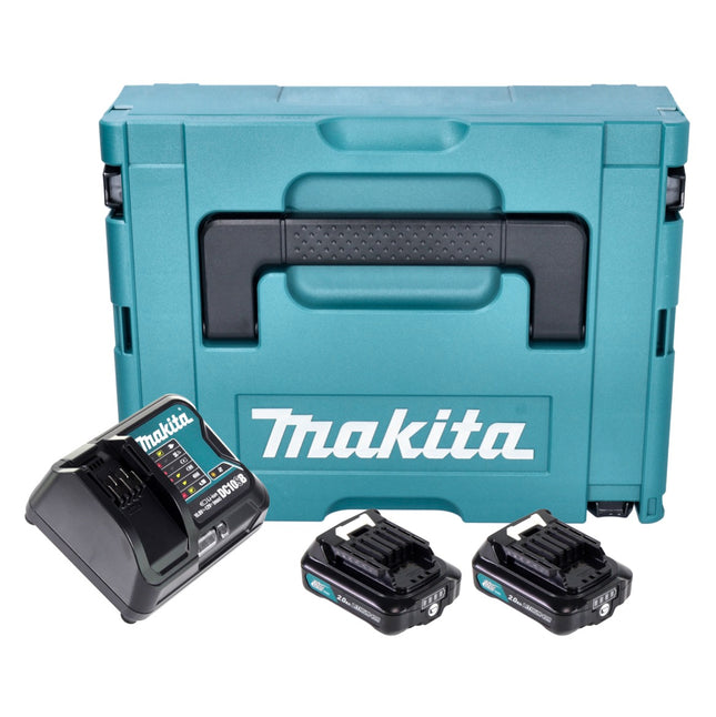 Makita Power Source Kit ( 197658-5 ) 2x BL 1021 B batterie 12 V max. 2,0 Ah CXT + DC 10 SB chargeur + Makpac