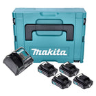 Makita Power Source Kit 4x BL 1021 B batterie 12 V max. 2,0 Ah CXT ( 4x 197396-9 ) + chargeur DC 10 SB ( 197363-4 ) + Makpac