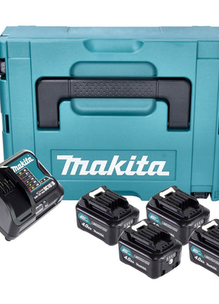 Kit source d'alimentation Makita 4x batterie BL 1041 B 12 V max. 4,0 Ah CXT (4x 197406-2) + chargeur DC 10 SB (197363-4) + Makpac