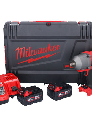 Clé à chocs sur batterie Milwaukee M18 ONEFHIWF12-502X 18 V 1356 Nm 1/2" brushless (4933459727) + 2x batterie 5,0 Ah + chargeur + boîtier HD