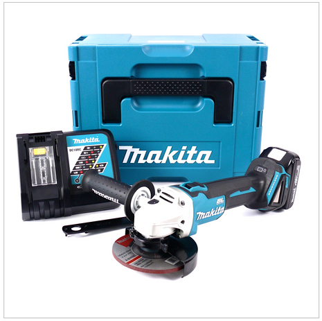 Makita DGA 504 RY1J Akku Winkelschleifer 18V 125mm Brushless + 1x Akku 1,5Ah + Ladegerät + Makpac - Toolbrothers