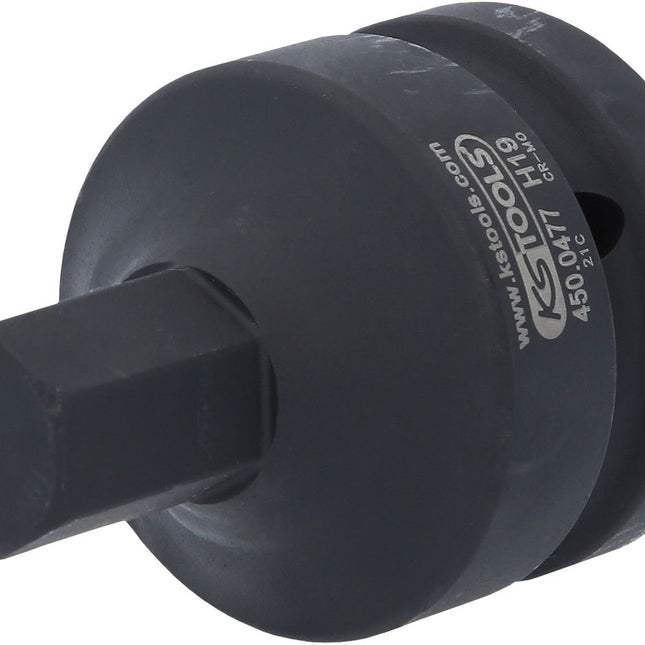 KS TOOLS 1" Kraft-Bit-Stecknuss Innensechskant, kurz, 19 mm ( 450.0477 ) - Toolbrothers