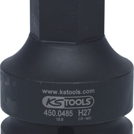 KS TOOLS 1" Kraft-Bit-Stecknuss Innensechskant, kurz, 27 mm ( 450.0485 ) - Toolbrothers