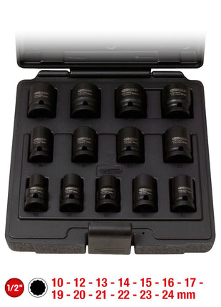 KS TOOLS Juego de vasos de impacto de 12 caras, 1/2", cortos, 13 piezas ( 515.0900 )