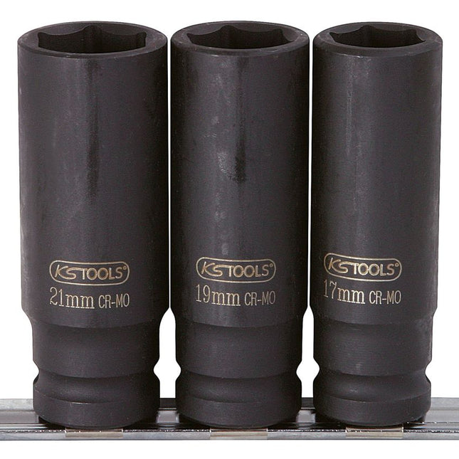 KS TOOLS 1/2" Sechskant-Kraft-Stecknuss-Satz, lang, 3-tlg ( 515.0103 ) - Toolbrothers