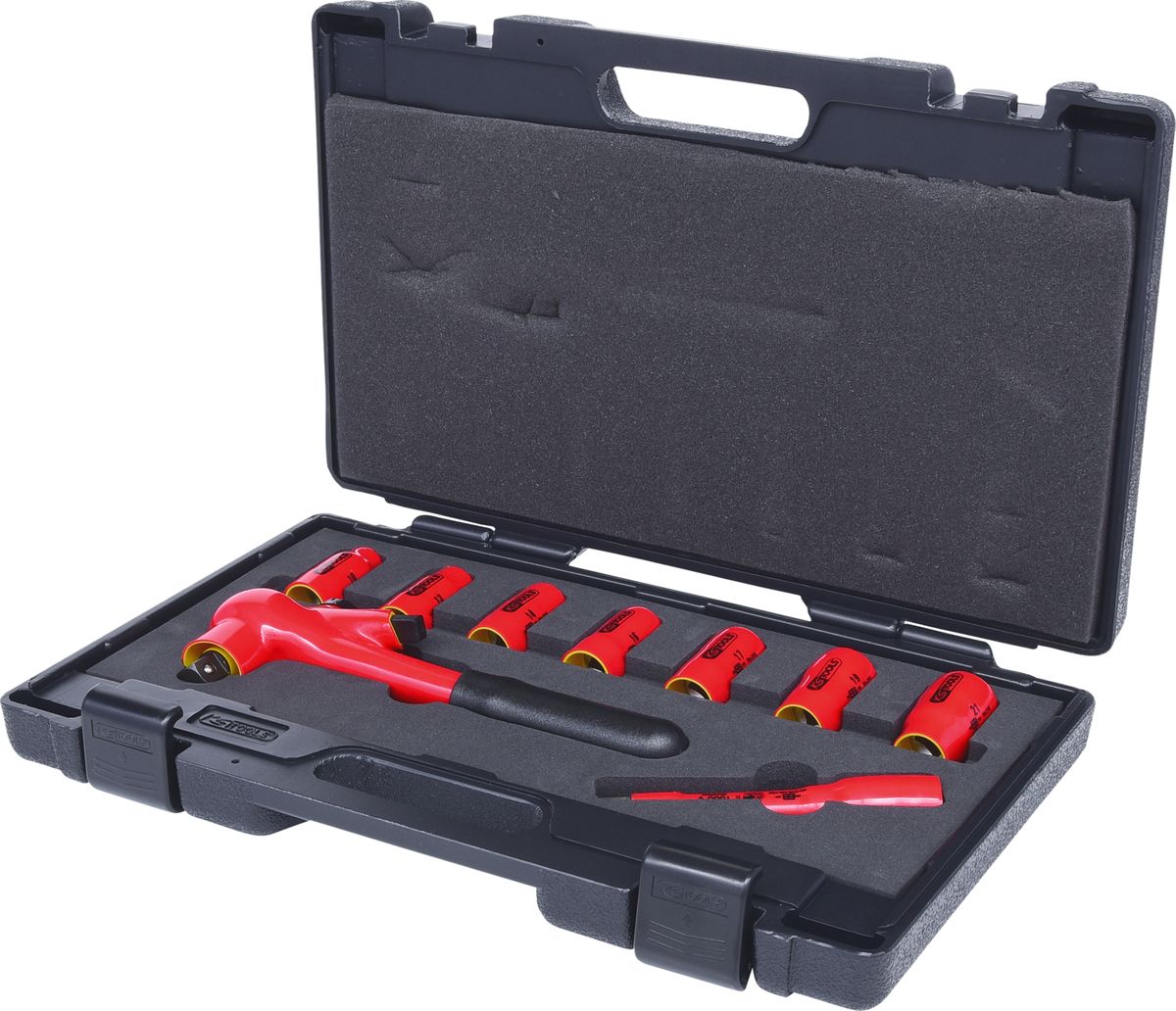 KS TOOLS Coffret de douilles isolées 1/2' avec cliquet et rallonge, 9 pcs ( 117.0600 )