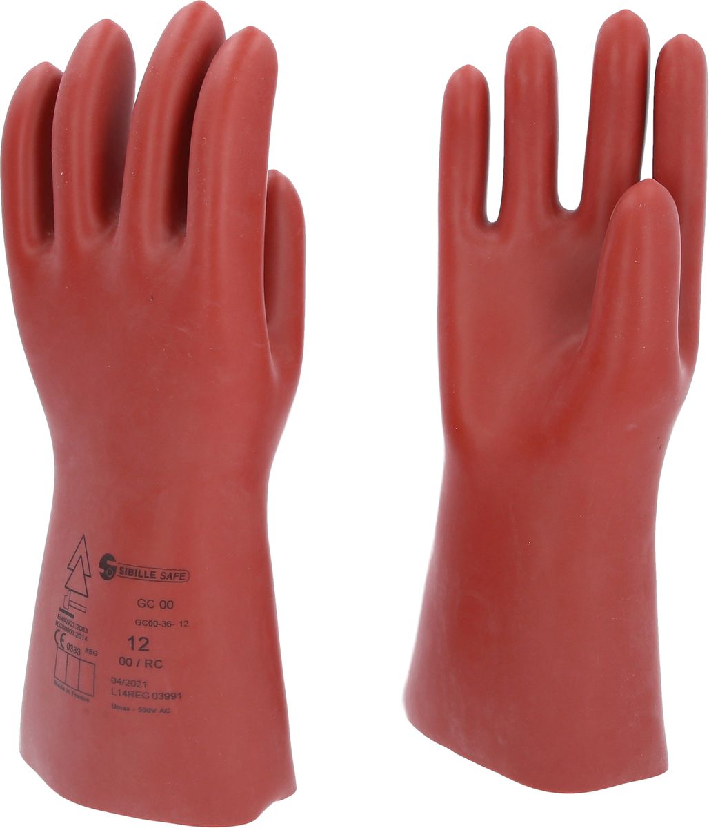 KS TOOLS Gant de protection pour électricien à protection mécanique, taille 12, classe 00, rouge ( 117.0068 )
