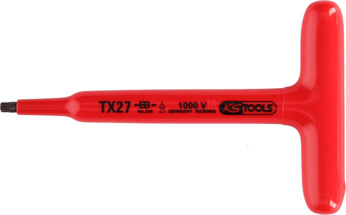 KS TOOLS Clé mâle Torx à poignée en T avec revêtement isolant, T10, 120 mm ( 117.2412 )
