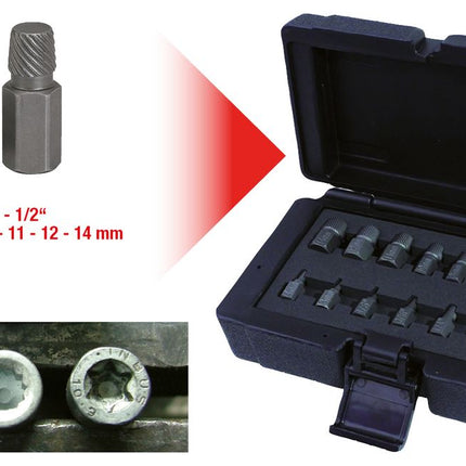 KS TOOLS Spiral-Schrauben- und Bolzenausdreher-Satz, 15-tlg ( 150.1385 ) - Toolbrothers