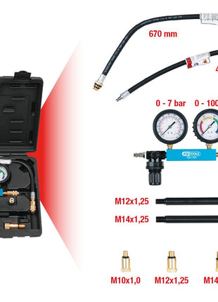 KS TOOLS Zylinder-Druckverlust-Tester, 9-tlg ( 150.1780 ) - Toolbrothers