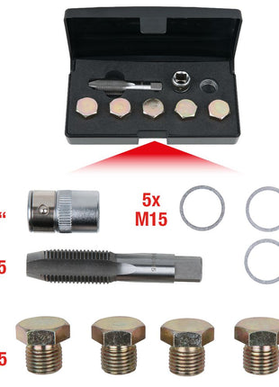 KS TOOLS Kit de réparation pour bouchons de vidange, 12 pcs M15x1,5 ( 150.4925 )