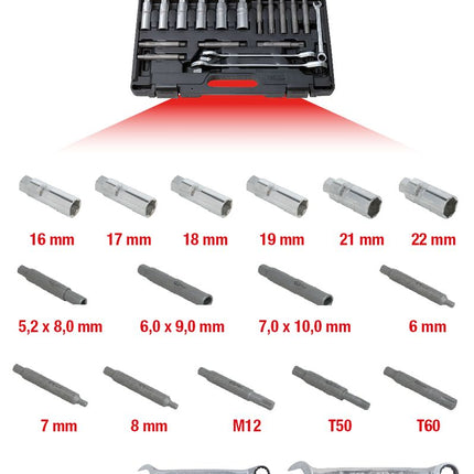 KS TOOLS Universal Stoßdämpfer-Basis-Werkzeug-Satz, 18-tlg ( 150.9430 ) - Toolbrothers