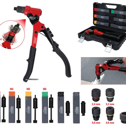 KS TOOLS 3 in 1 Handnietzangen-Satz, drehbar, 12-tlg. ( 150.9820 ) - Toolbrothers