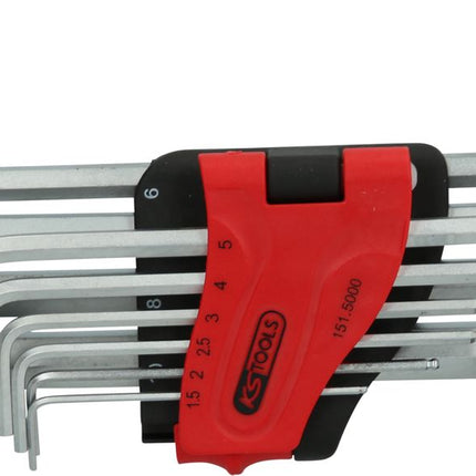 KS TOOLS Kugelkopf-Innensechskant-Winkelstiftschlüssel-Satz, lang, 10-tlg ( 151.5000 ) - Toolbrothers