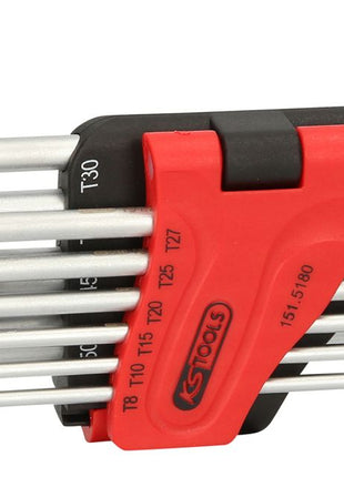 KS TOOLS Kugelkopf-Torx-Winkelstiftschlüssel-Satz, lang, 10-tlg ( 151.5180 ) - Toolbrothers