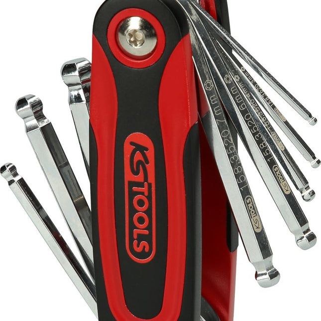 KS TOOLS Kugelkopf-Innensechskant-Winkelstiftschlüssel-Klapphalter, 8-tlg ( 158.3520 ) - Toolbrothers