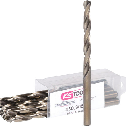 KS TOOLS HSS-G Co 5 Spiralbohrer, 5,5mm, 10er Pack ( 330.3055 ) - Toolbrothers