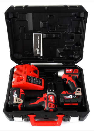 Milwaukee M18 BPP2D-402C PowerPack Set M18 BDD Bohrschrauber + M18 BID Schlagschrauber + 2 x Akku 4Ah + Lader + Koffer - Toolbrothers