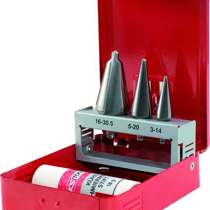 KS TOOLS HSS Co Blechschälbohrer-Satz, Stahlblechkassette 4-tlg ( 336.0513 ) - Toolbrothers